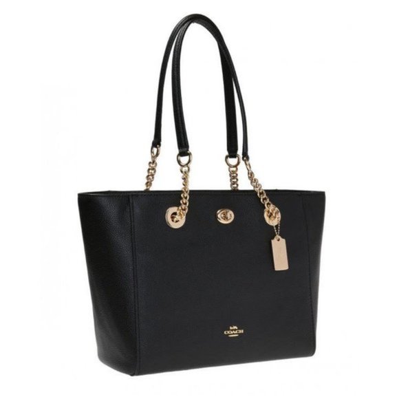 COACH Chain Bag 56830 Turnlock Black Tote NWT PRICE FIRM - Picture 8 of 8